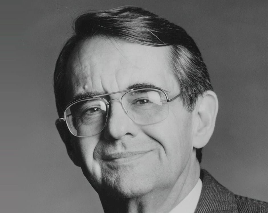 Headshot of Peter G. Peterson in black and white